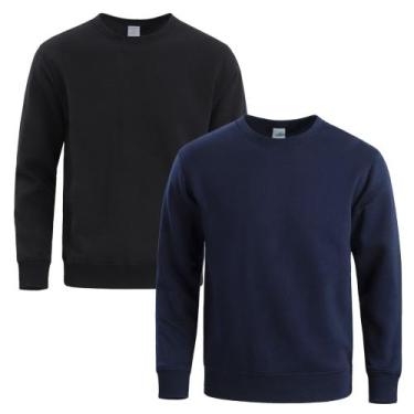 Imagem de Kit 2 Moletom Masculino Liso Treino Frio Gola Careca Slim - Quero Shoe