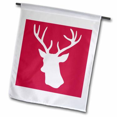 Imagem de 3dRose fl_112849_1 Silhueta de cabeça de veado vermelho em bandeira rústica de jardim de rena branca e renas