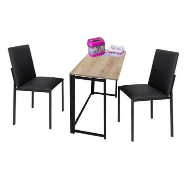 Imagem de Kit manicure ciplafe dubai 1 mesa carvalho dob  2 cadeiras, Preto