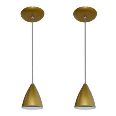 Imagem de Lustres pendentes Dourado cozinha americana balcão sala alumínio Par 1