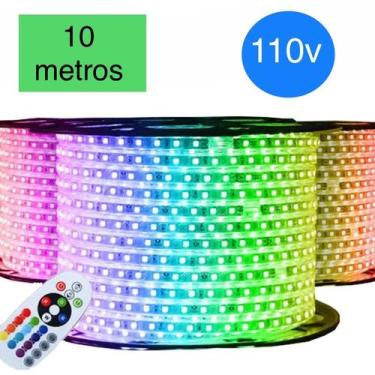 Imagem de Fita led mangueira chata RGB colorida 10 metros 110V com fonte - LEDCO
