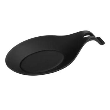 Imagem de Descanso para Talheres Silicone Utensilio Cozinha Preto - Unyhome