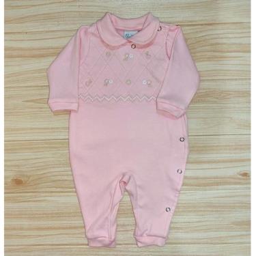 Imagem de Macacão De Bebe Menina Em Suedine Rosa Paraíso Roupa De Bebe-Feminino