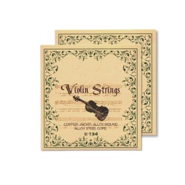 Imagem de Cheerock 2 conjuntos de cordas de violino, cordas universais de aço niquelado G-D-A-E para violinos de 4/4 3/4 1/2 1/4, tamanho médio, tensão média com extremidade esférica, responsivo, melhora o tom