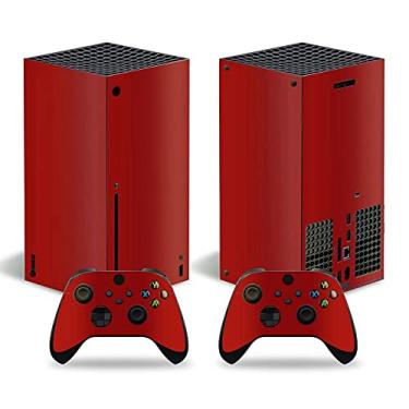 Imagem de Mcbazel Adesivos Skin para Xbox Series X, capa protetora de vinil para console e controles Xbox Series X - Vermelho brilhante