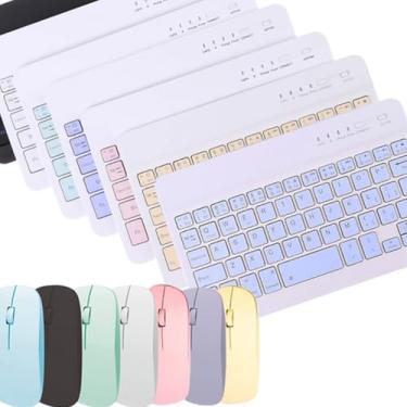 Imagem de Kit Teclado e Mouse Sem Fio Bluetooth, Preto, Compatível com PC, iPad, Tablet, Notebook