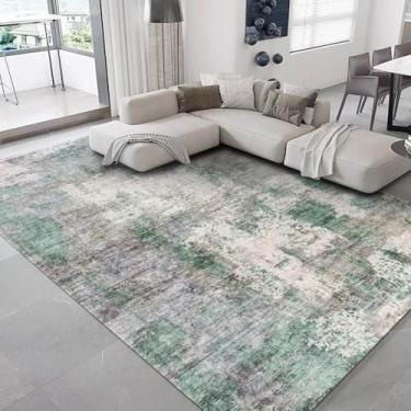 Imagem de Tapete de decoração de sala de estar moderna, abstrato, cinza, grande, área, sofá, cadeira, lateral, tapete, antiderrapante, lavável, quarto, piso, carpetes, flanela 1.160 x 230 cm, 63 x 90 pol.