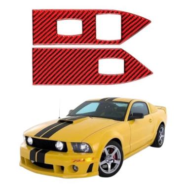 Imagem de IKUESM compatível com Ford Mustang GT 2005-2009 S197 Acessórios de fibra de carbono interior do carro janelas painel de controle quadro adesivo decalque guarnição capa(RED A)