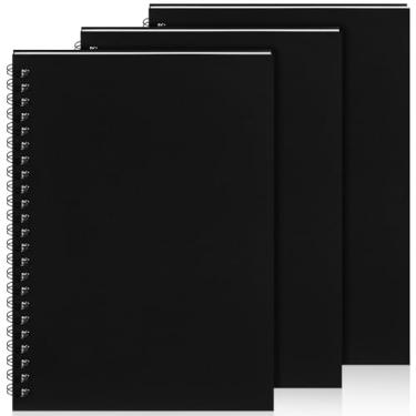 Imagem de Yahenda 3 cadernos espirais a granel A5 forrado com 21 x 14 cm, papel de composição para escrita, pequeno bloco de notas, caderno para estudantes, escritório, negócios, material escolar (preto)