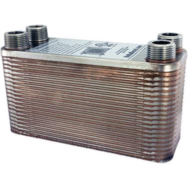 Imagem de (3/4" macho NPT) - Trocador de calor de aço inoxidável com 40 placas B3-12A com portas NPT macho de 1,9 cm de cobre brasado