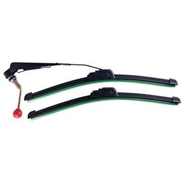 Imagem de Xislet UTV limpador de para-brisa operado à mão para Polaris Ranger RZR Can Am Kawasaki Honda Pioneer Golf Carrinho manual limpador de para-brisa conjunto de lâminas de para-brisa kit de instruções incluídas