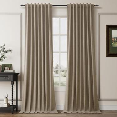 Imagem de BOODII Cortinas escurecidas para ambientes Matcha, marrom, preto, 246 cm de comprimento, conjunto de 2 painéis, cortina de linho neutra para porta deslizante, moderna, casa de fazenda, sala de estar,