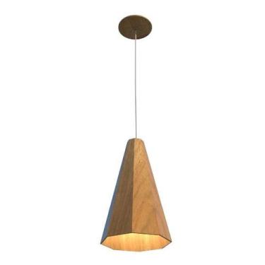 Imagem de Lustre Pendente Facetado Cônico 35x21cm 1xE27 Em Madeira - FOXLustres,