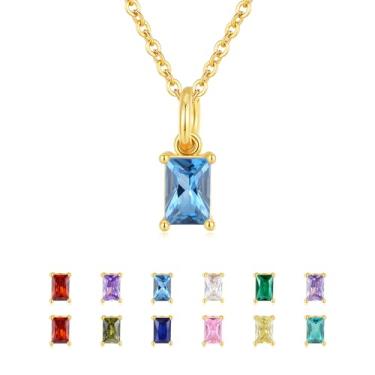 Imagem de GexTyde Colar de pedra de nascimento de ouro para mulheres e meninas, colar de esmeralda delicado de diamante para mulheres, mães, colar com pingente de zircônia cúbica, joia de presente de