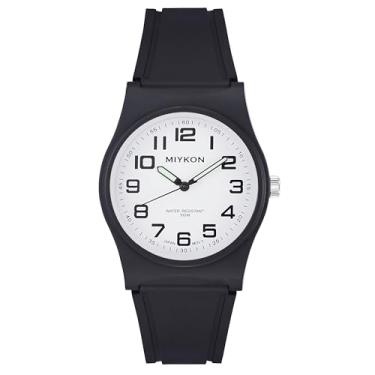 Imagem de Miykon Relógios esportivos pretos analógicos – relógio à prova d'água 100 m com relógio de pulso de segunda mão – resina à prova de choque, ponteiros luminosos, quartzo japonês com 4 anos de vida útil