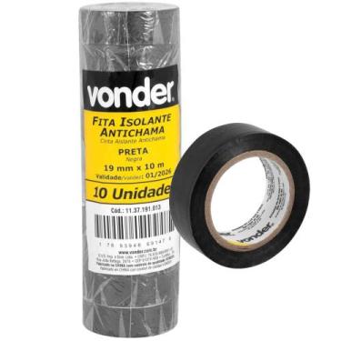 Imagem de Fita isolante preta 19 mm x 10 m com 10 unidades - Vonder