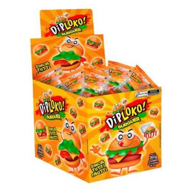 Imagem de Bala De Gelatina Fast Food Burguer Sabor Tutti Frutti Com 24 Unidades 