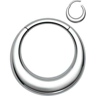 Imagem de OUFER Anéis de septo de titânio, joias de septo de 16 g, argolas de piercing de nariz de septo clicker, joias de piercing Daith de ouro prateado para mulheres e homens - 8 mm/10 mm, 16G 10MM, Metal,