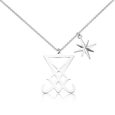 Imagem de MAOFAED Presente luciferiano, presente inspirado em programas de TV, presente de fandom, presente de fã-clube, colar para mulheres, melhor amiga, esposa, Aço inoxidável, aço inoxidável