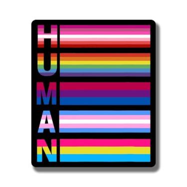 Imagem de Ímã de bandeiras de orgulho humano - LGBTQ Pride Ally Love Ímã de bandeira de arco-íris - Ímã de superfície de metal de geladeira de carro e caminhão - 12 cm no lado mais longo - Feito nos EUA -