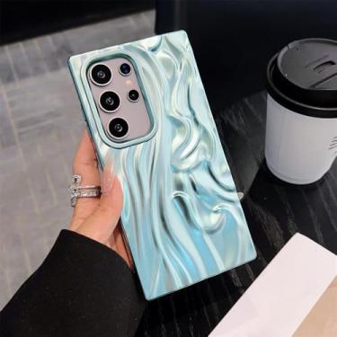 Imagem de Capa de celular de luxo com ondas plissadas em metal para Samsung S25 S24 Plus S23 Ultra FE, proteção traseira de silicone macio, verde menta, para Galaxy S25