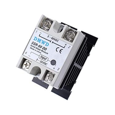 Imagem de DMWD Ssr-60Dd Relé De Estado Sólido Dc Para Dc (Entrada 3-32 V Dc Saída 5-60 V Dc) Com Dissipador De Calor, 60 A
