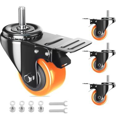 Imagem de WOZESEIK Rodízios De Haste De 2 Polegadas Para Serviço Pesado, Rodízios Giratórios Com Rosca, Conjunto De 4 Com Tamanho Americano Unc 5/16-18 X 1