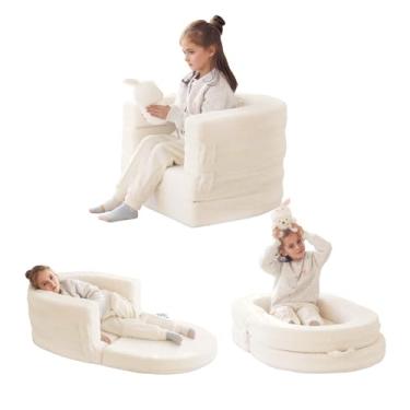 Imagem de Welnow Cama De Viagem 3 Em 1 Para Crianças Pequenas, Camas De Chão Dobráveis E Portáteis Para Crianças Pequenas, Berço Dobrável Para Crianças Com Capa Lavável E Colchão De Alta Densidade, Sofá Dobrá