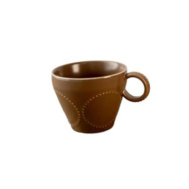 Imagem de Prato de cerâmica retrô com contas estilo japonês, tigela de sopa doméstica e tigela de arroz - copo de água/cor de café