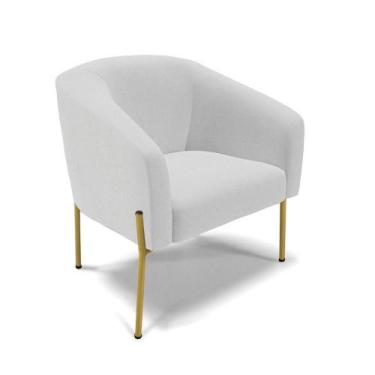 Imagem de Cadeira Sala De Jantar Pé De Ferro Dourado Stella Linho D03 - D'rossi 