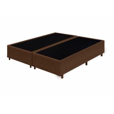 Imagem de Cama Box King Bipartido Marrom Suede 40x192x203 - F A Elegante