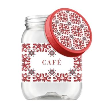 Imagem de Pote Decorado Porta Mantimento Pote Plástico Organizador De Cozinha Com Tampa Rosca (Café)