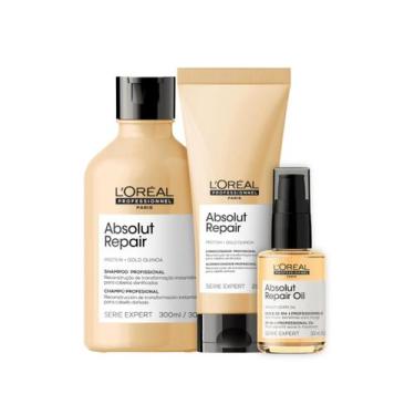 Imagem de Loreal Abs Repair Gold Sh 300ml + Cond 200ml + Oleo 30ml - Loreal Prof