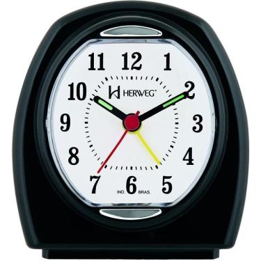 Imagem de Relógio Despertador Quartz Pilha Pequeno Preto - Preto