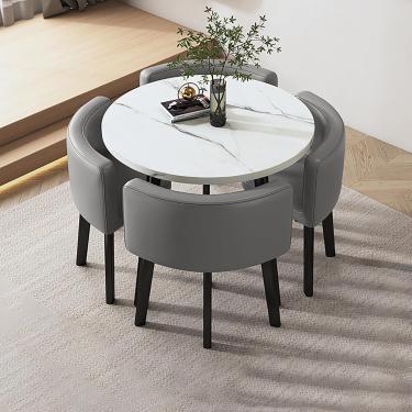 Imagem de Conjunto de mesa e cadeira de bar de café da manhã de cozinha, conjunto de mesa de jantar de cozinha para 4, pequenas mesas de sala de conferência Mesa de escritório simples Mesa redonda de