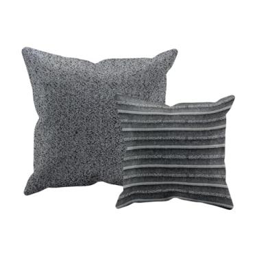 Imagem de kit 2 Capas Almofada Tear Alto Padrão luxo 60x60 + 45x45 Vr (KIT B 12 Grafite Cinza Preto Branco Nude - KIT B SOFA ENCOSTO ALGODAO JACQUARD)