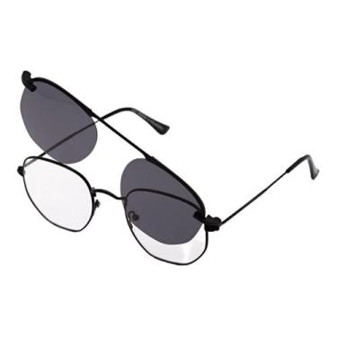 Imagem de Armação Óculos De Grau Masculino Hexagonal 2 Em 1 Black - Palas Eyewea