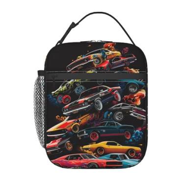 Imagem de VANZEV Lancheira Muscle Car para mulheres e homens, lancheira com isolamento térmico de carros vintage, reutilizável, portátil, lancheira para escritório, piquenique, trabalho, viagens