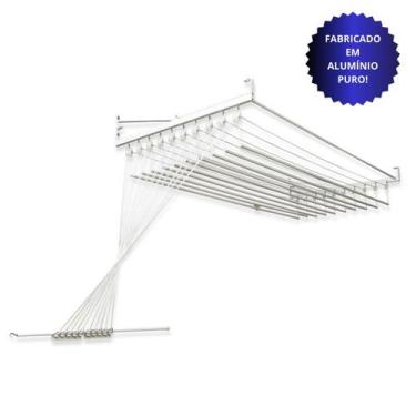 Imagem de Varal de teto ou parede Prático de alumínio medida 1,20 Metros com 10 