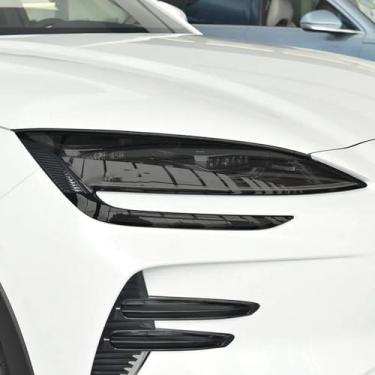 Imagem de LYBQFZ Película protetora de farol de carro B/C pilar lanterna traseira película protetora antiarranhões preto fumado adesivo TPU, para BYD Song Plus (2023)