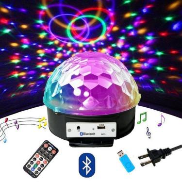 Imagem de Globo Projetor Luz De Balada Rgb Giratório Musical Bluetooth