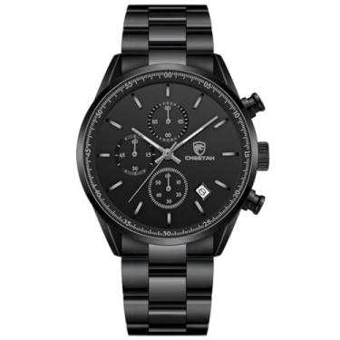 Imagem de Relógio Masculino "All Black" Minimalista de Aço Inoxidável Elegância Fosca com Cronógrafo e Pulseira Preta – À Prova d’Água, Estilo Executivo + Caixa Premium