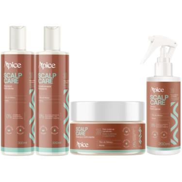 Imagem de Kit Shampoo + Condicionador + Tonico + Esfoliante Scalp Care Apice Tratamento Estimulante Vegano