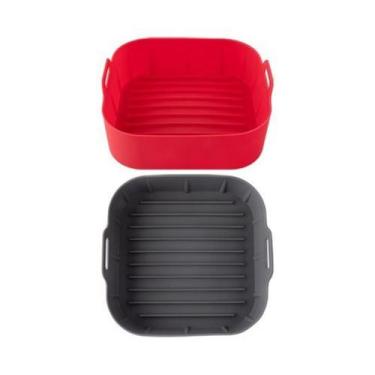 Imagem de Forma de Silicone Quadrada para Air Fryer 16x16x7,3cm Antiaderente Res