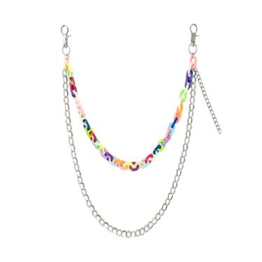 Imagem de GENEMEN Corrente de calça para homens e mulheres corrente gótica acessórios de vestuário, A - arco-íris, tamanho �nico