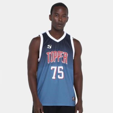 Imagem de Regata Topper Geometric Masculina, Marinho, Branco, G, Masculino