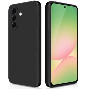 Imagem de GiiYoon Capa para Samsung Galaxy A56, capa protetora de corpo inteiro com toque suave e sedoso, case à prova de choque com forro em microfibra - Preto