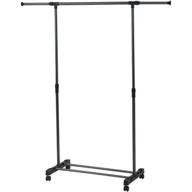 Imagem de LIFOND Cabide para roupa cabide sobre rodas, cabide de metal resistente independente, fácil de montar para armazenamento de roupas suporte de exibição barra de roupa para decoração de quarto B