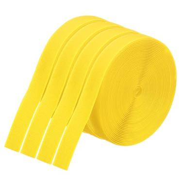 Imagem de PATIKIL Tiras de marcador de carpete de 60 metros, 4 rolos de tiras de carpete de nylon, fita de gancho para decoração de chão de sala de aula, educação de professores, distância social, amarelo