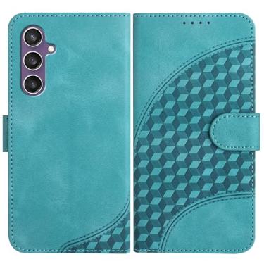 Imagem de Rosbtib Capa flip para Samsung Galaxy S23 FE, capa flip magnética de couro PU com alça de pulso capa carteira com botão de pressão para Galaxy S23 FE - verde